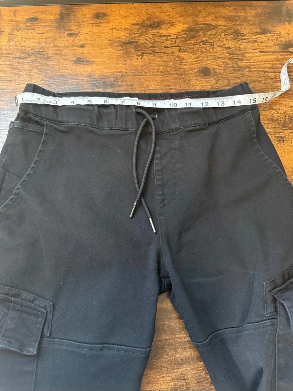 Twice Mens Cargo Jogger Pants size 32 Black Slim Fit Drawstring Stretch